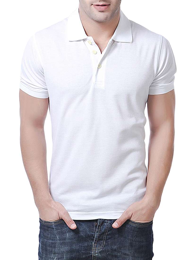 white solid polo t-shirt