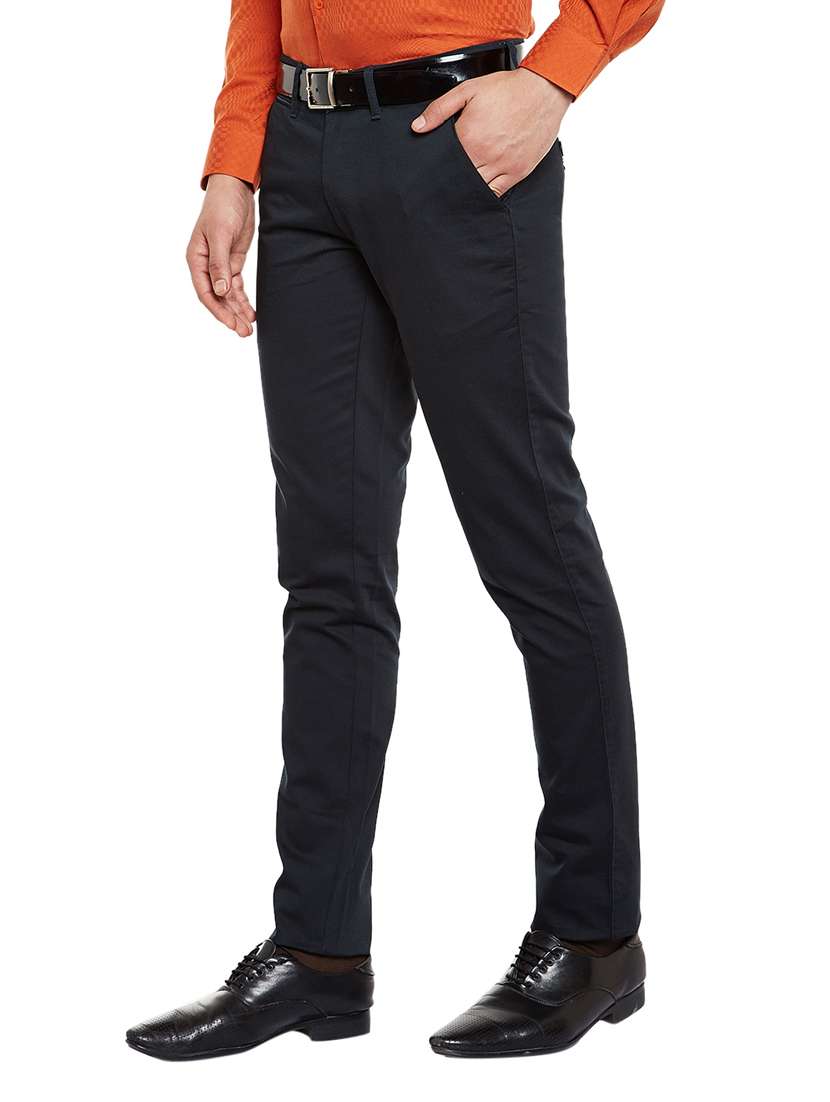 navy blue cotton chinos casual trousers - 14559832 -  Standard Image - 1