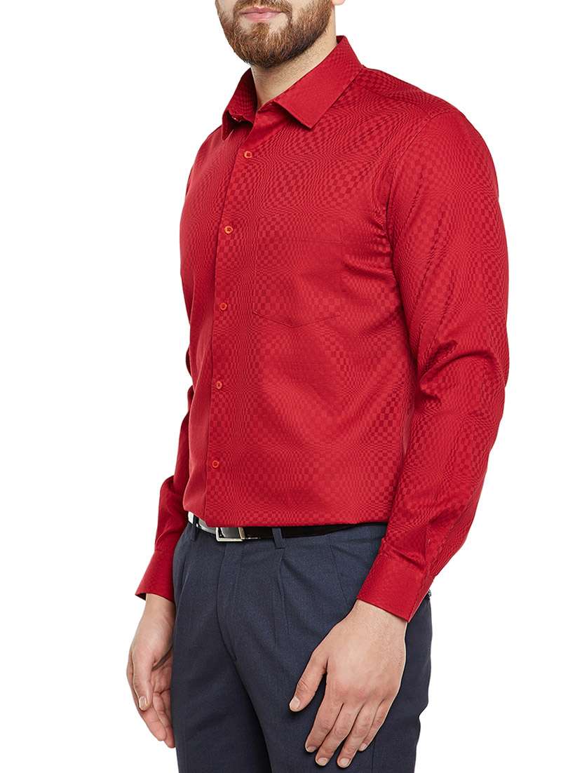red cotton formal shirt - 14559869 -  Standard Image - 1
