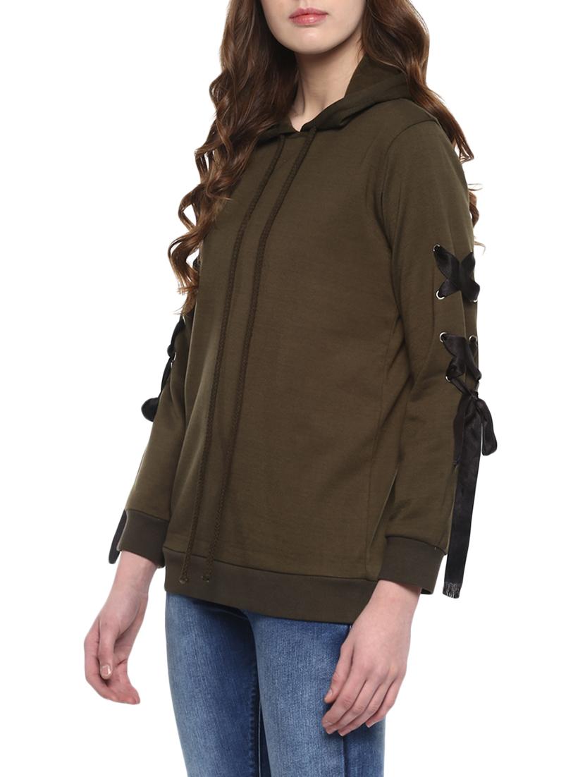 green fleece hooded sweatshirt - 14559882 -  Standard Image - 1