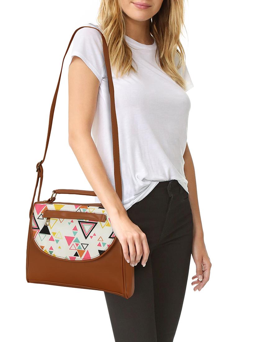 tan leatherette (pu) sling bag - 14562493 - Standard Image - 4