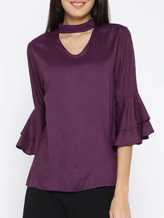 women's straight key hole neck top