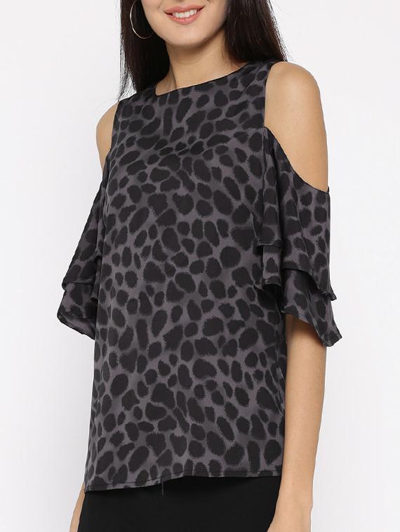 black printed crepe top - 14562653 -  Standard Image - 1
