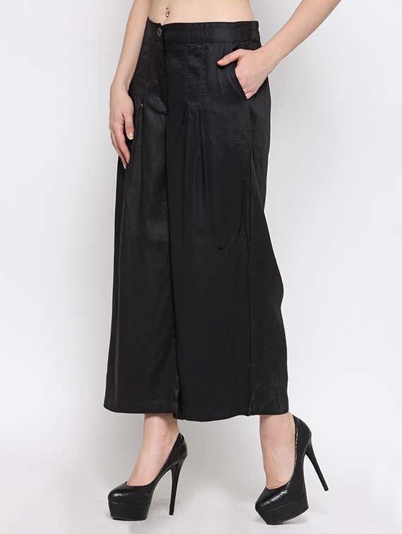 black viscose palazzos - 14563417 -  Standard Image - 1