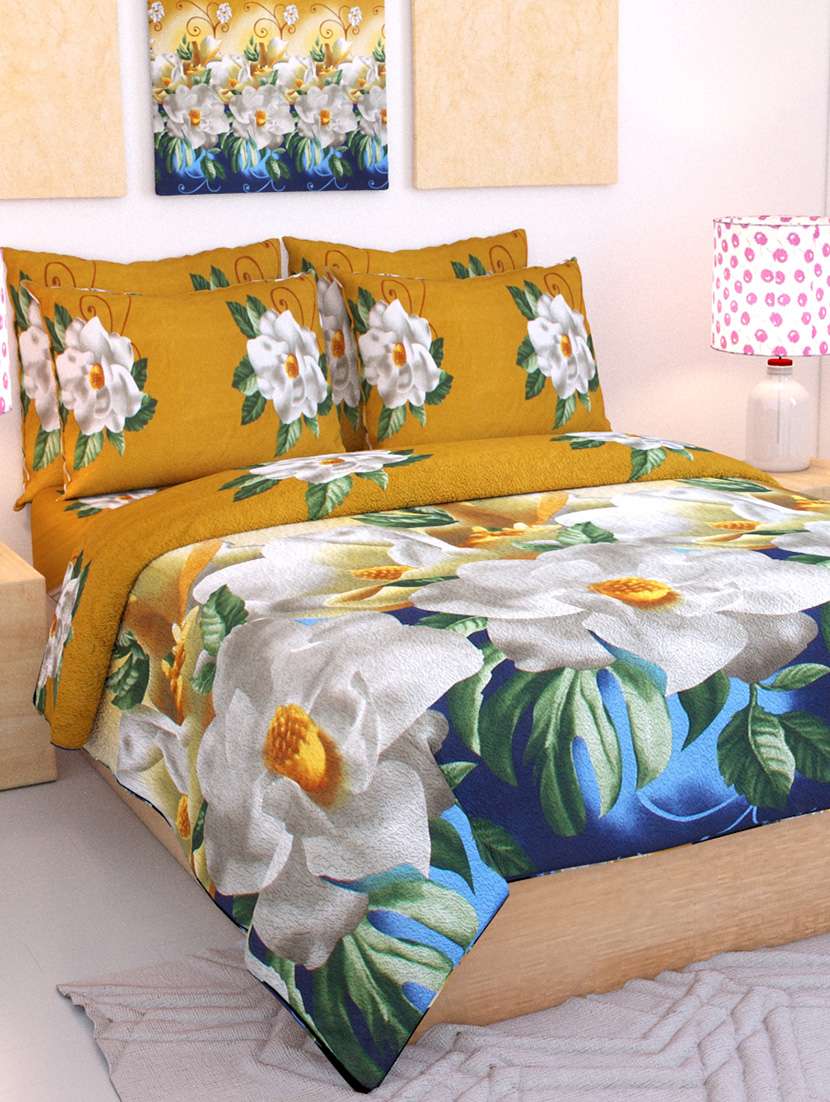 cotton printed double bed sheet with 2 pillow covers