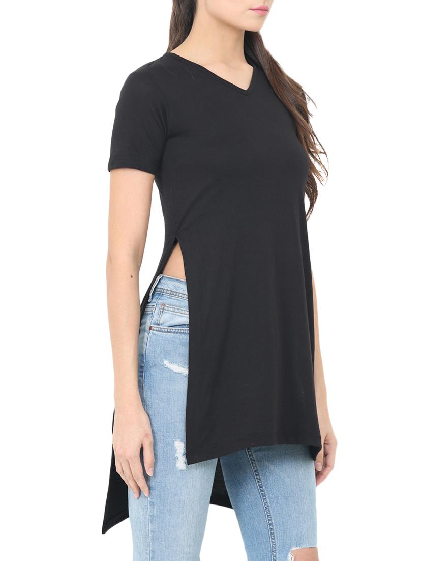 solid black asymmetric tunic - 14564705 - Standard Image - 1