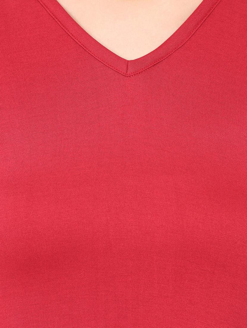solid red solid high low tunic - 14564706 - Standard Image - 4