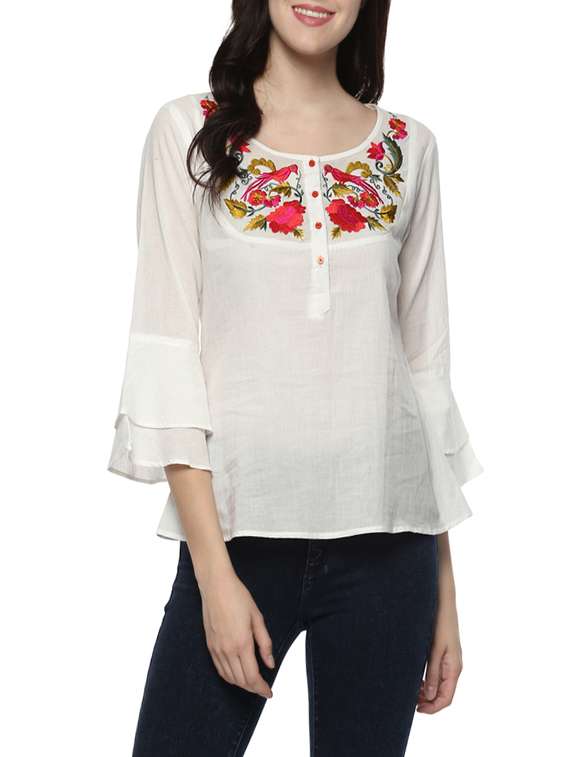 white cotton casual top