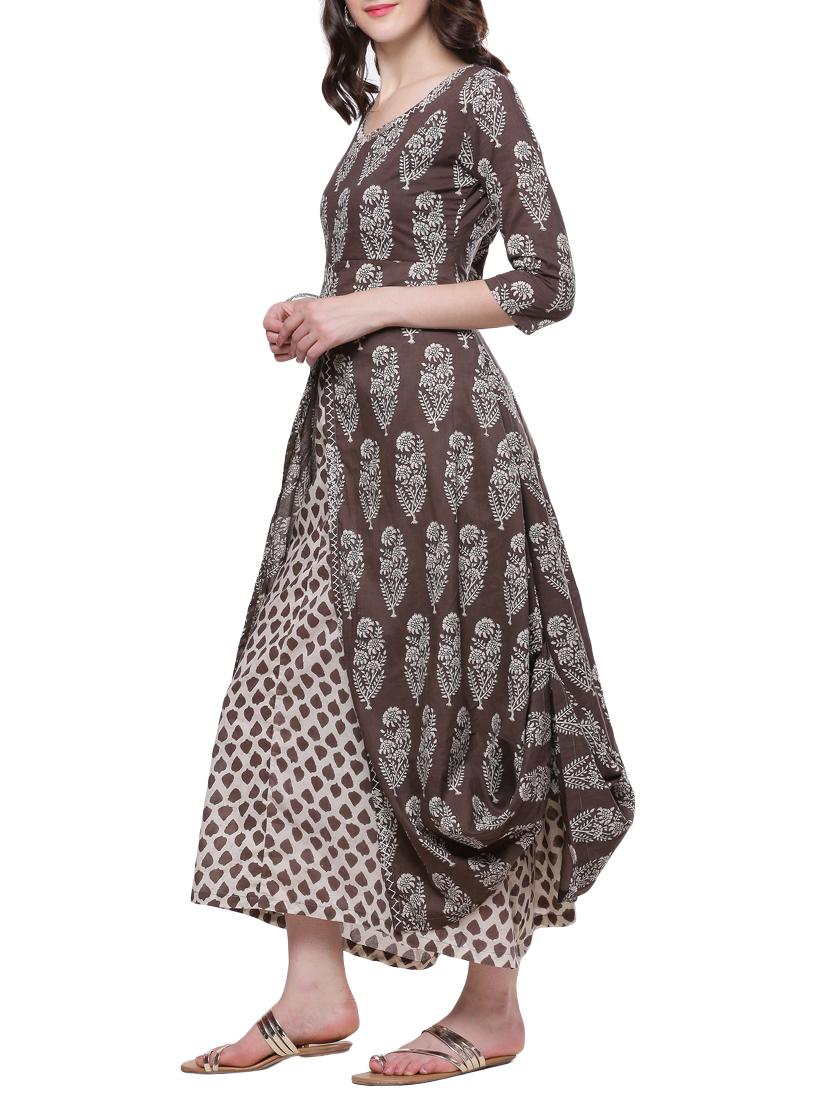 cowl printed ethnic dress - 14568207 -  Standard Image - 1