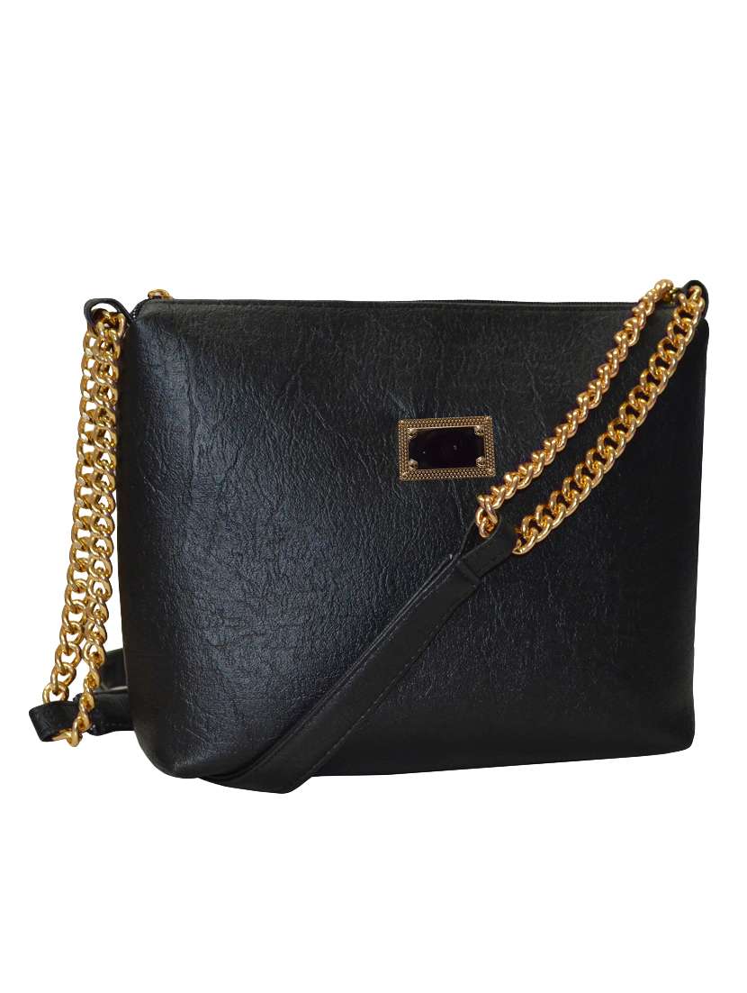 black leatherette  regular sling bag