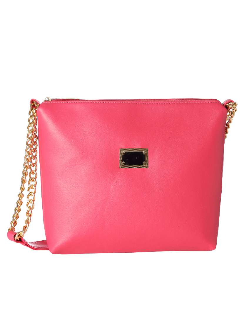 pink leatherette regular sling bag