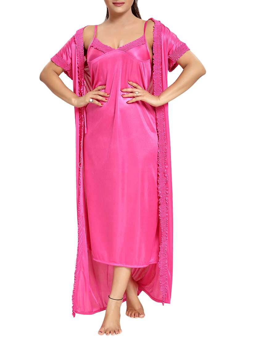 pink satin nightwear set