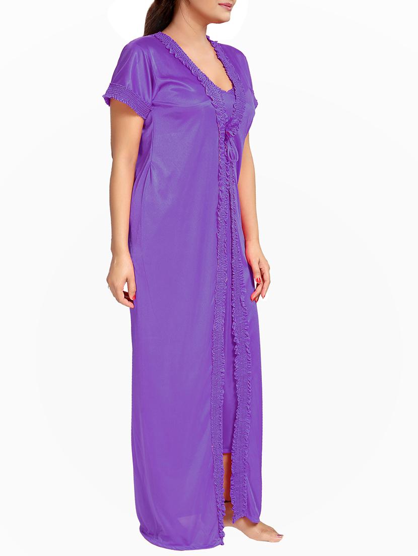 purple satin nightwear set - 14574195 - Standard Image - 1