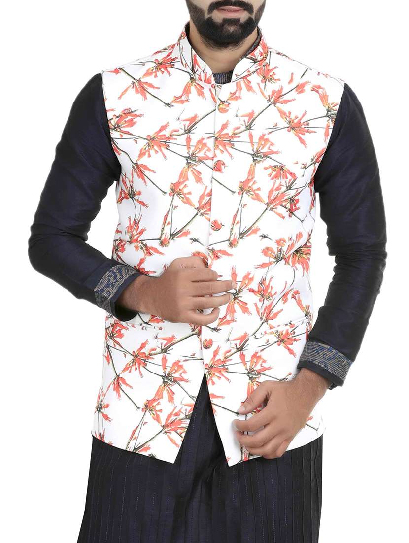 white cotton nehru jacket