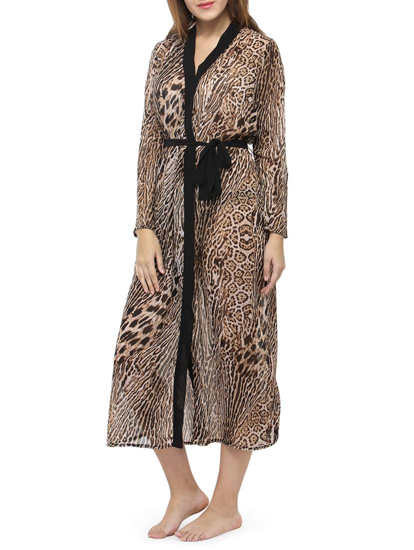 brown printed sleepwear robe - 14578416 -  Standard Image - 1