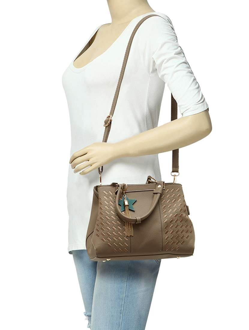 brown leatherette handbag - 14584179 -  Standard Image - 4