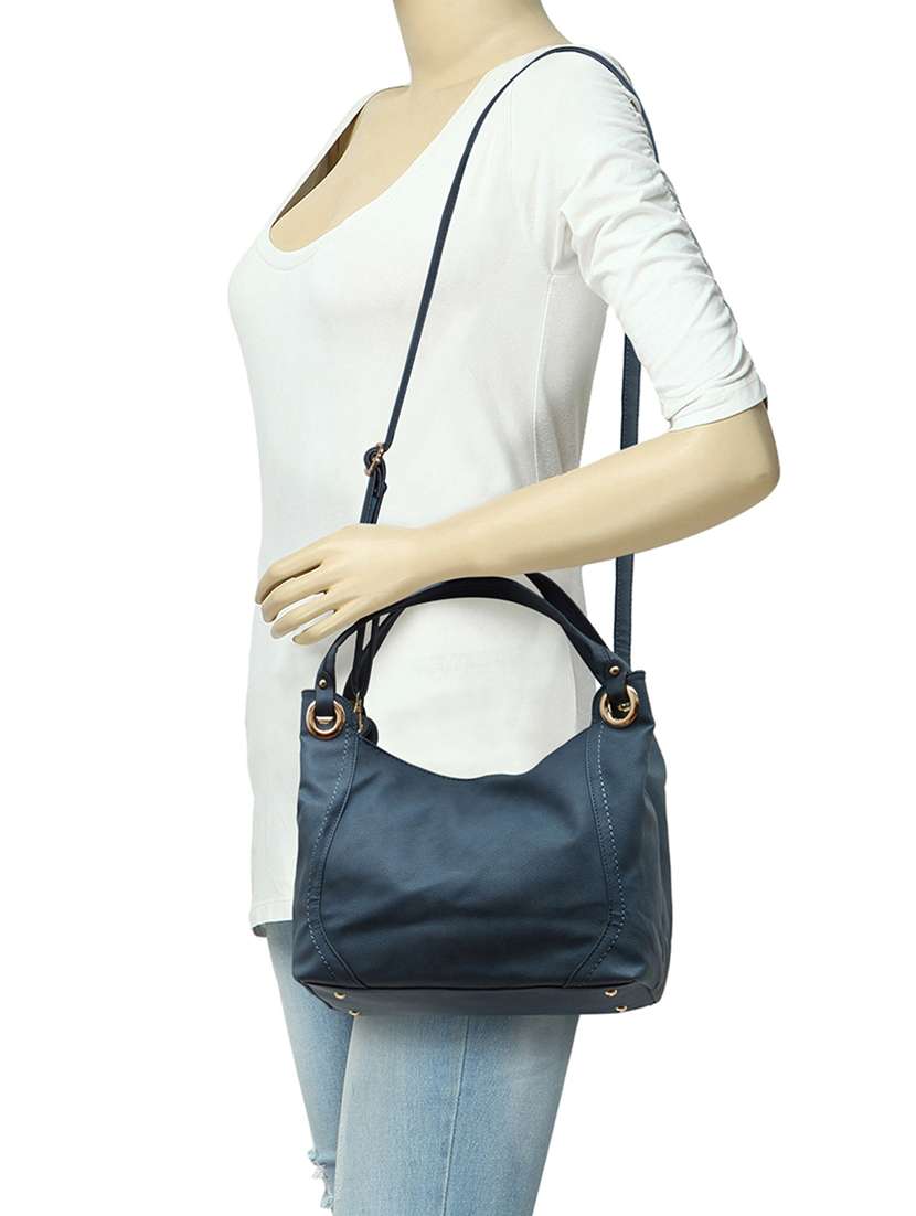 blue leatherette handbag - 14584187 -  Standard Image - 4