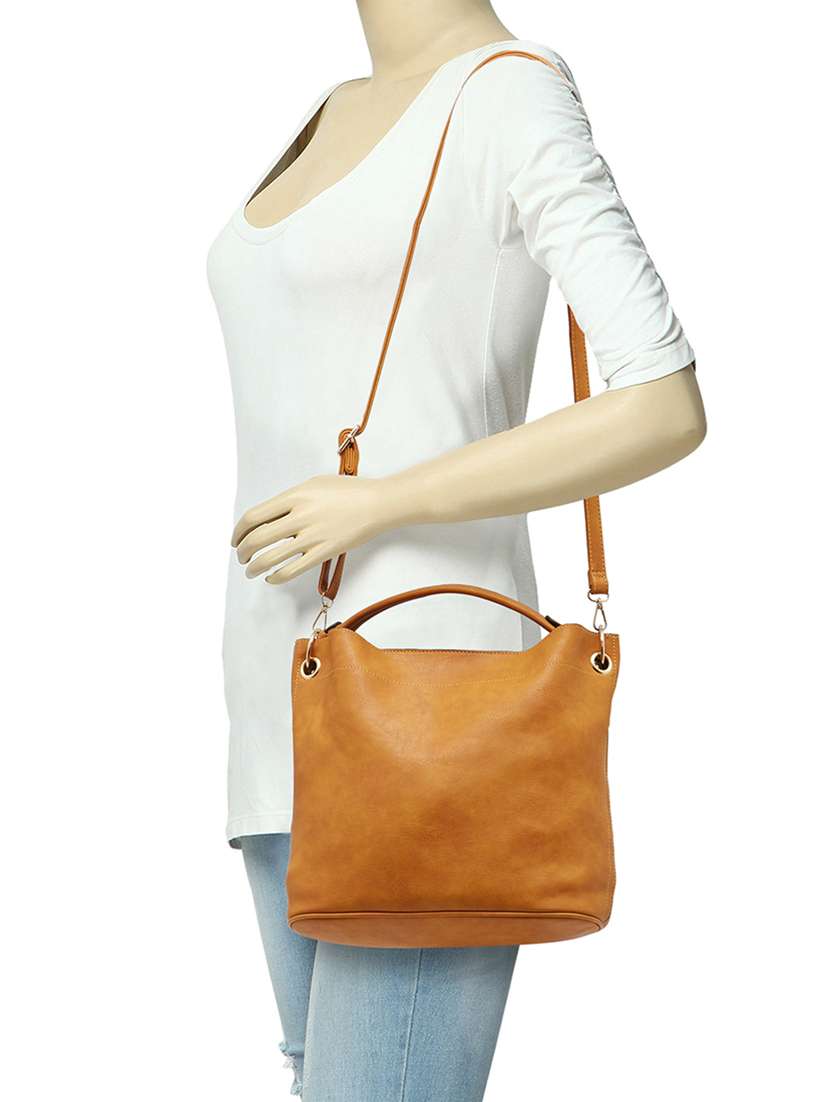 tan leatherette regular handbag - 14584190 - Standard Image - 4