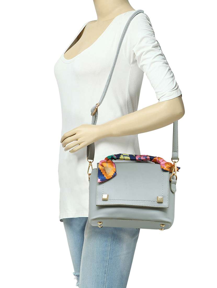 grey leatherette sling bag - 14584207 -  Standard Image - 4