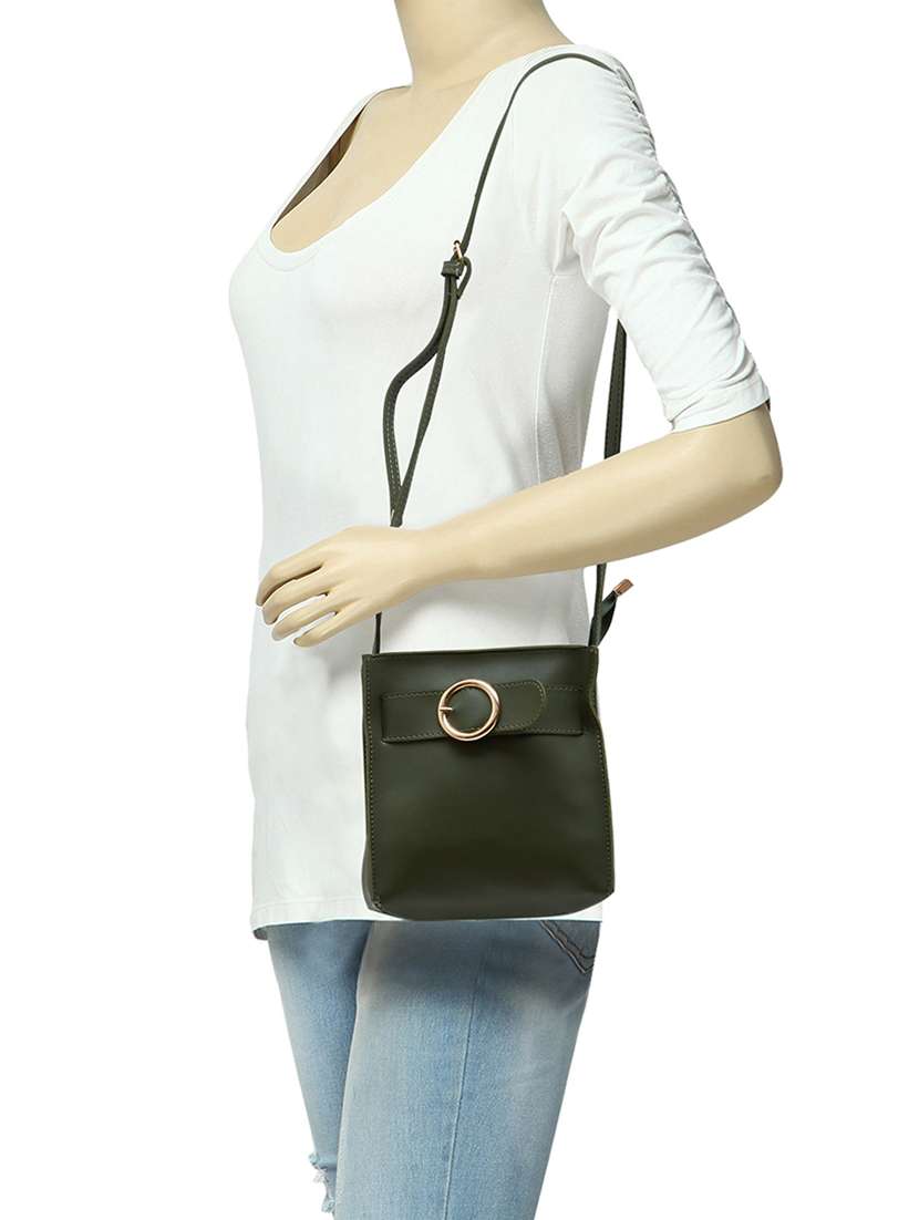 green leatherette  regular sling bag - 14584211 -  Standard Image - 4
