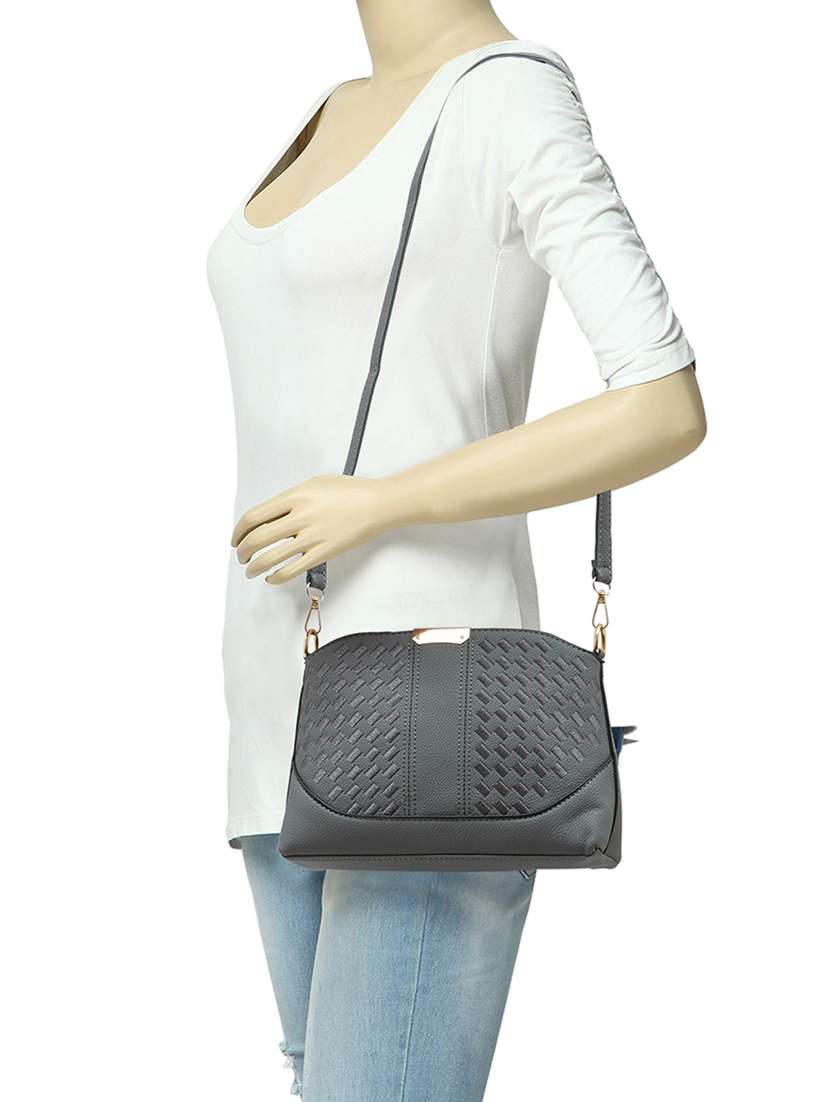 grey leatherette regular sling bag - 14584216 -  Standard Image - 4