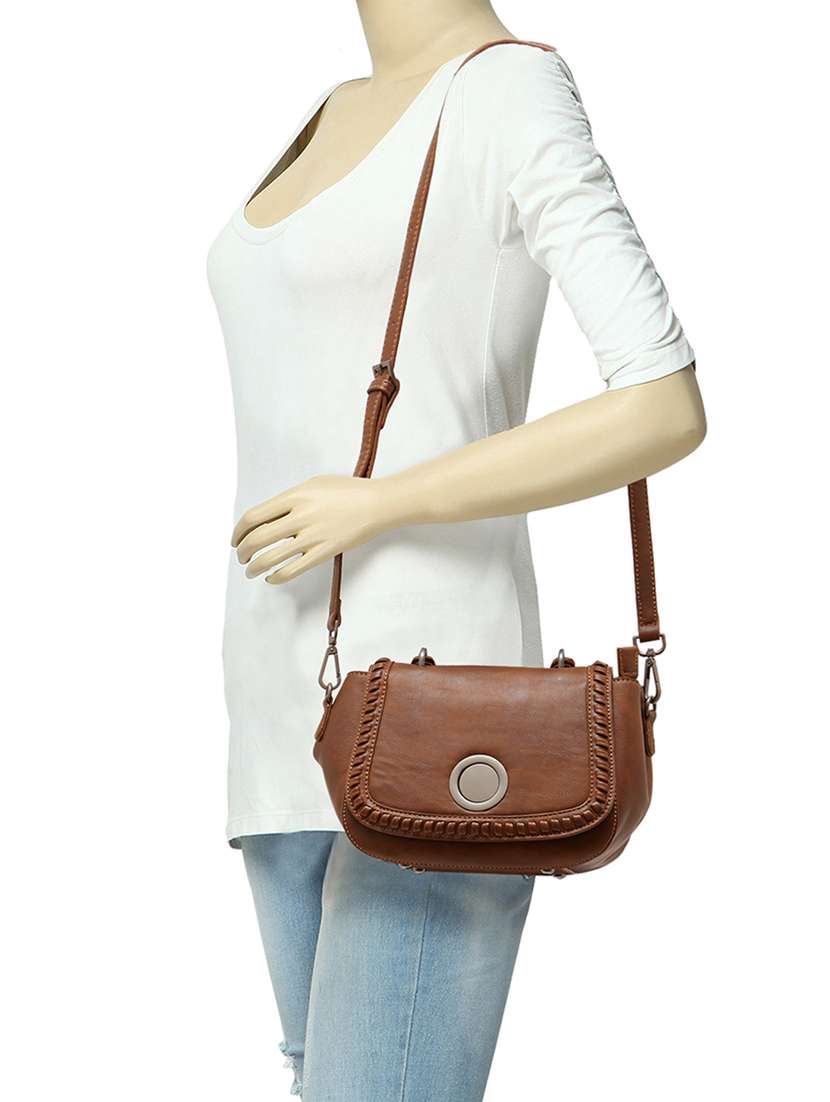 brown leatherette  regular sling bag - 14584219 -  Standard Image - 4