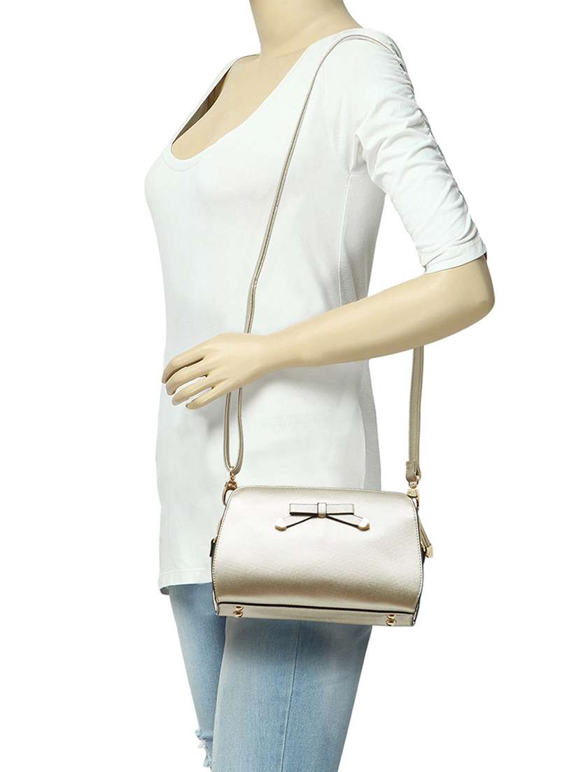 gold leatherette sling bag - 14584220 -  Standard Image - 4