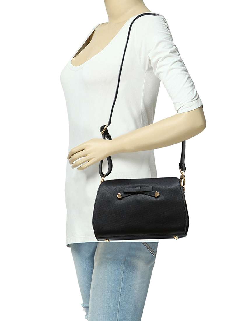 black leatherette sling bag - 14584221 -  Standard Image - 4