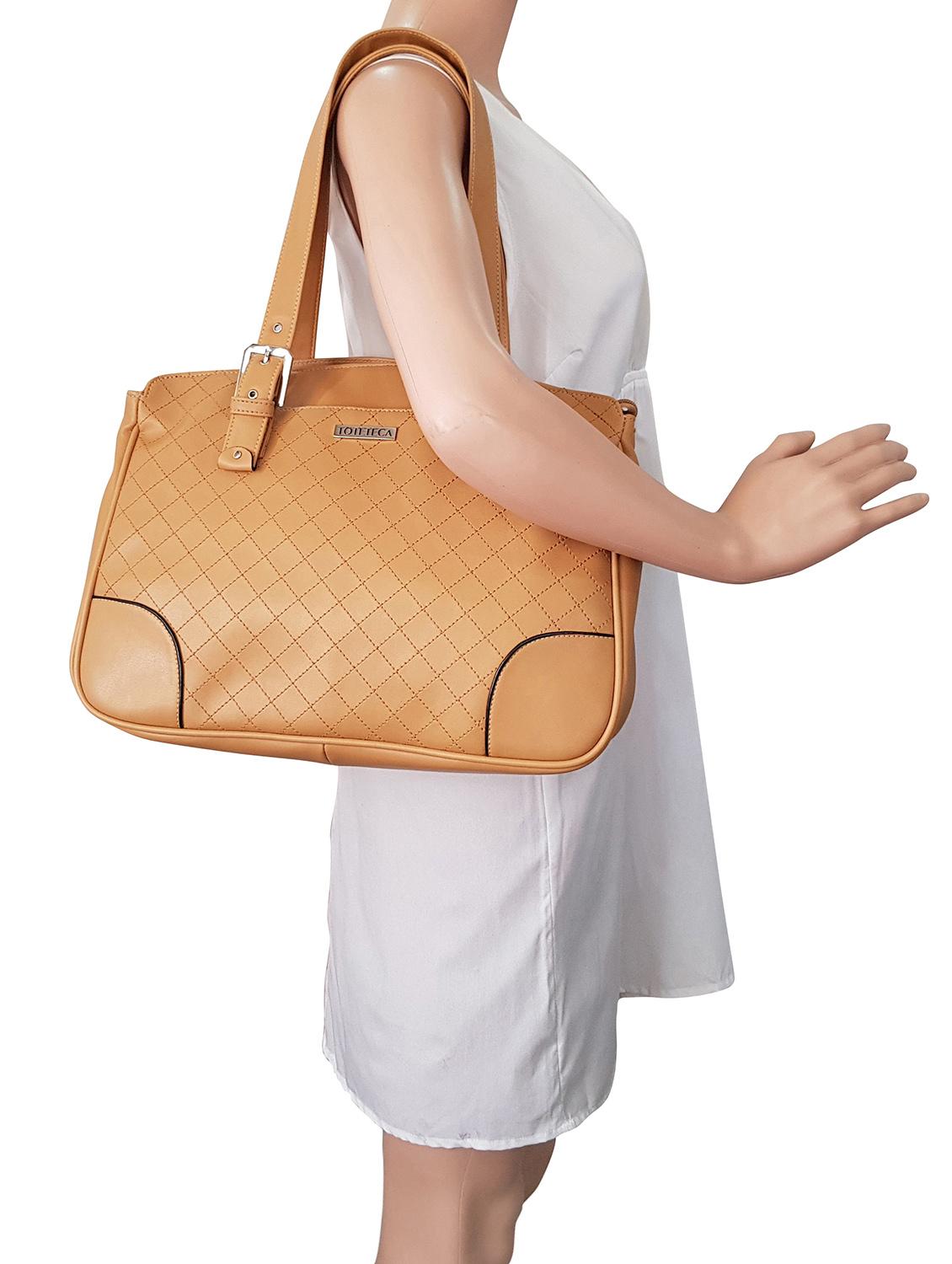 beige leatherette handbag - 14585416 - Standard Image - 4