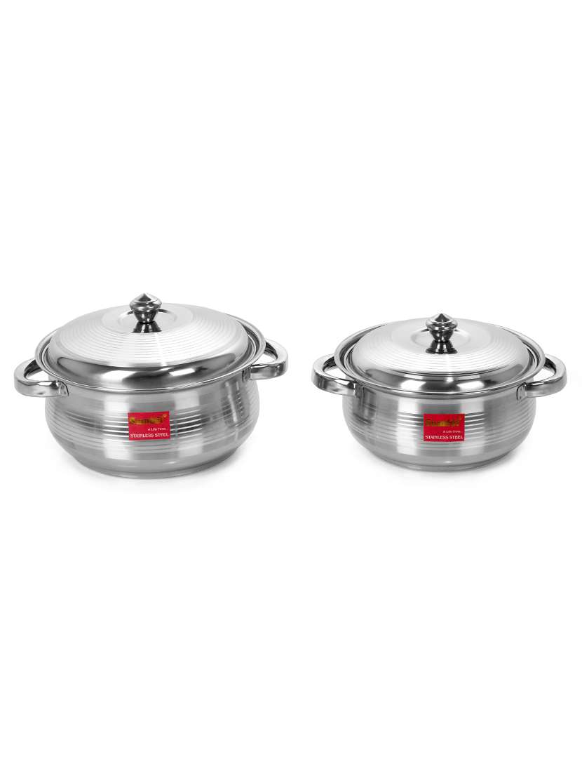 2 pcs stainless steel belly shape handi set / cookware set with lids