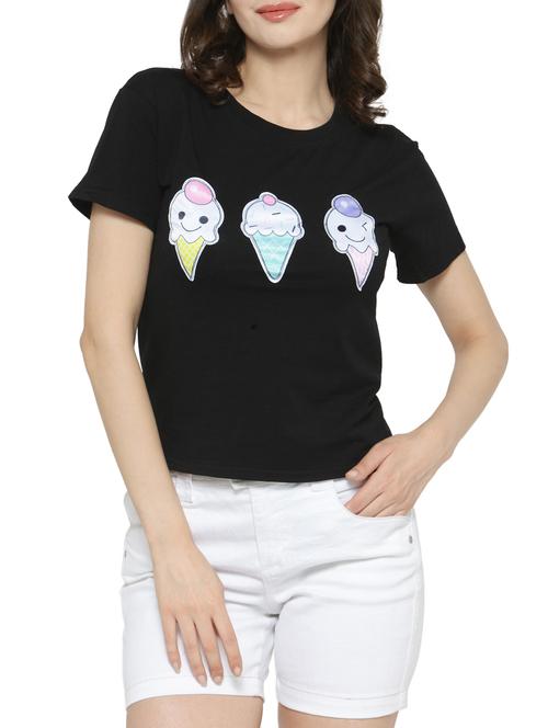 women's chest print round neck t-shirt - 14590131 -  Standard Image - 0