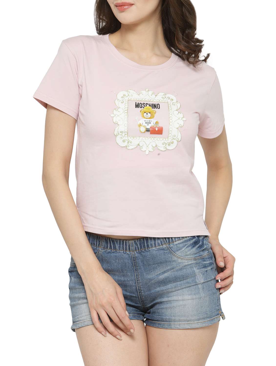 women's front print round neck t-shirt