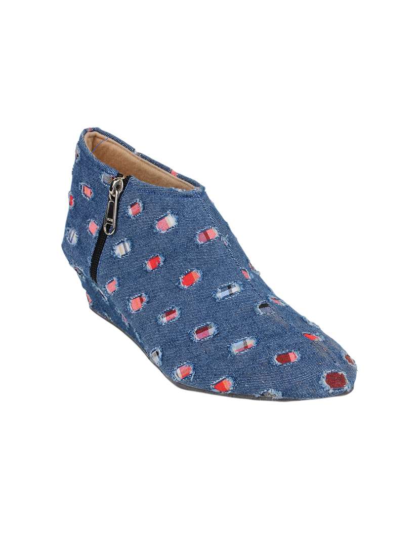 blue denim ankle  boot