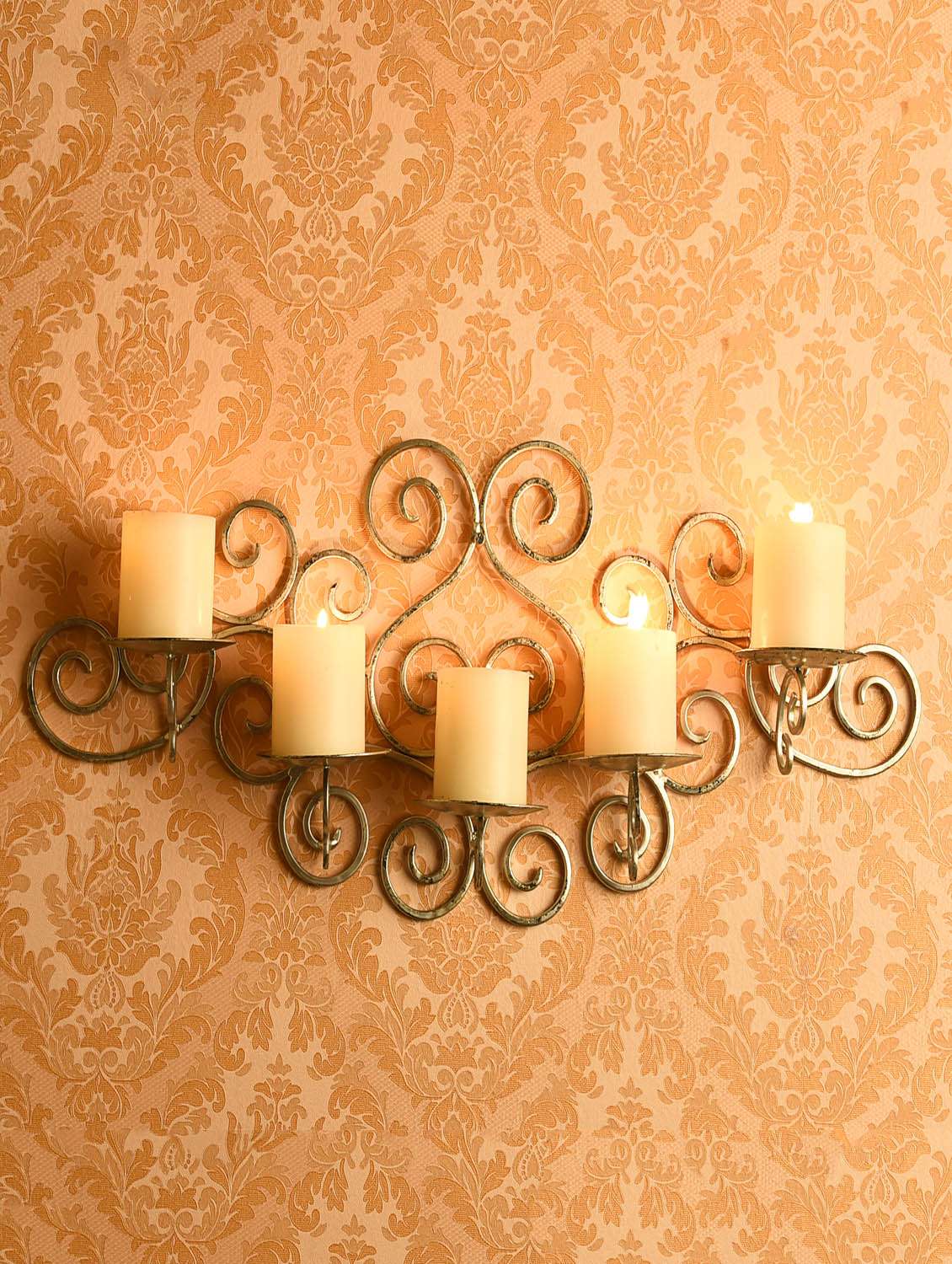 metallic silver wall sconce with free candles