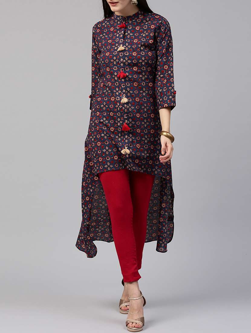high-low kurta with tassels