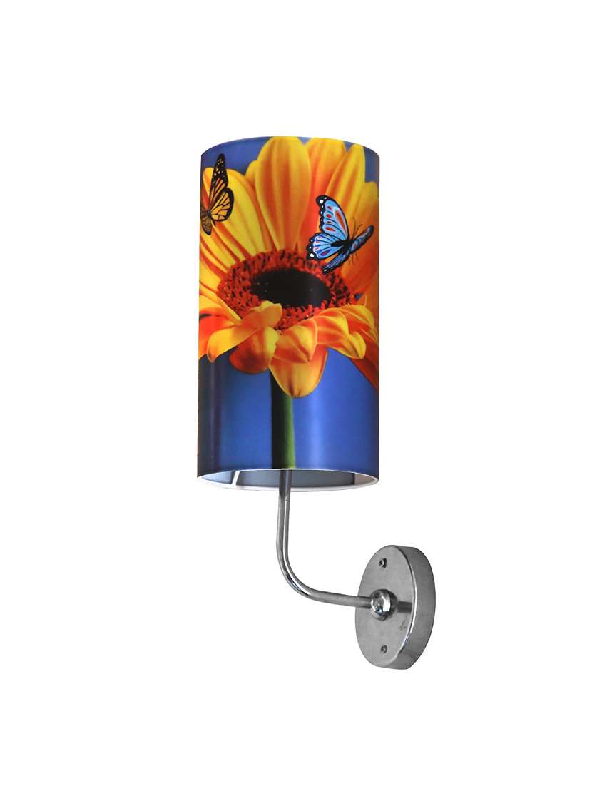 handmade plastic with colored paper sheet crafted floral sceneted wall sconce lamp