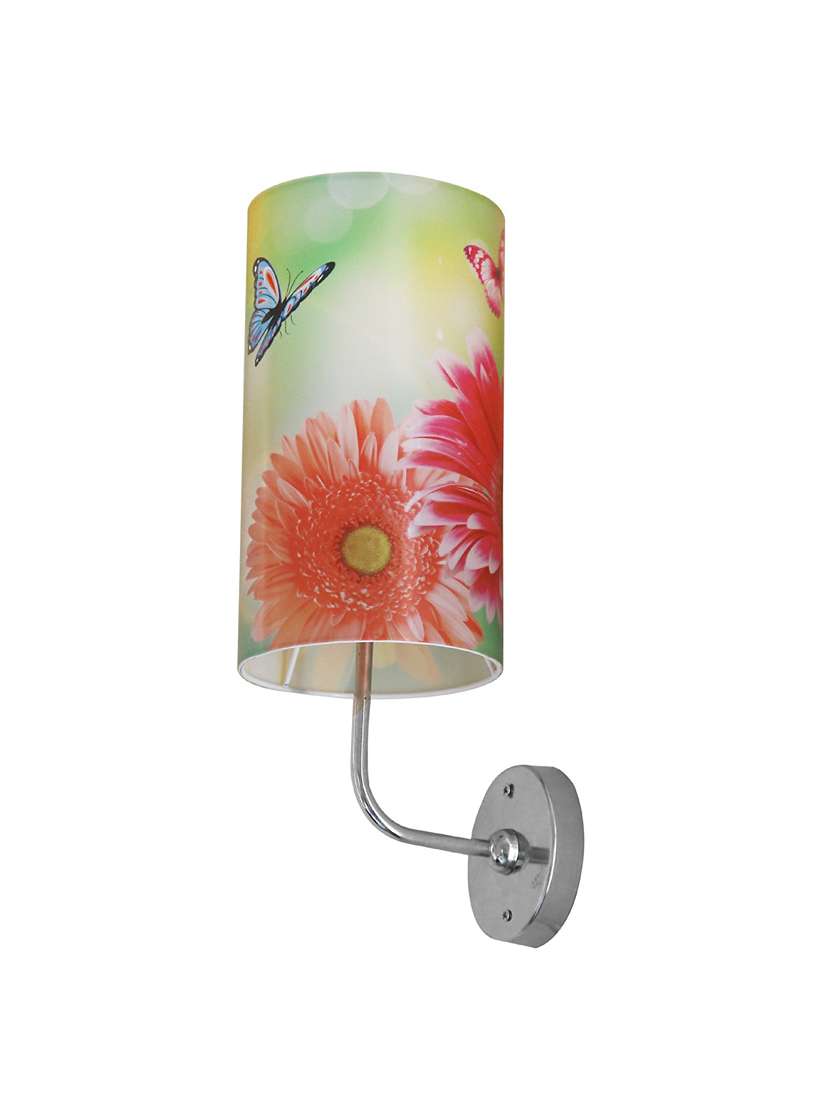 handmade plastic with colored paper sheet crafted floral sceneted wall sconce lamp