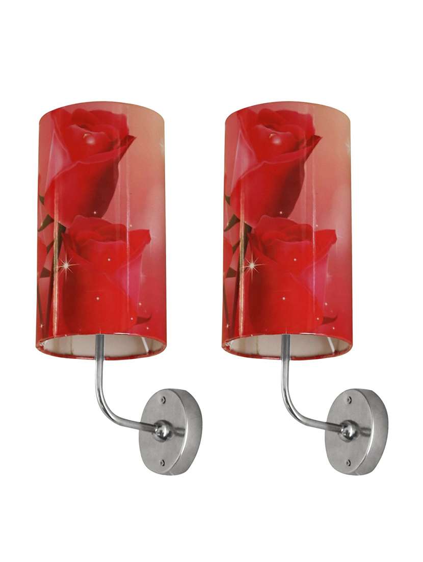 handmade plastic with colored paper sheet crafted floral sceneted wall sconce lamp (set of 2)