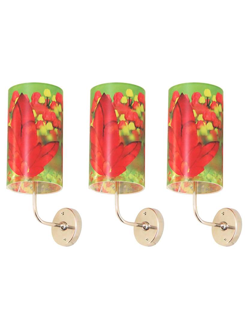 handmade plastic with colored paper sheet crafted sceneted wall sconce lamp (set of 3)