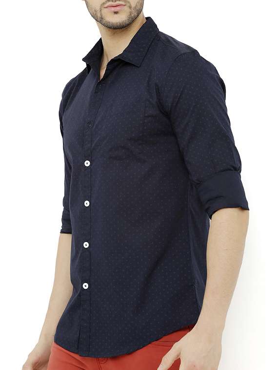 navy blue cotton casual shirt - 14597499 - Standard Image - 1