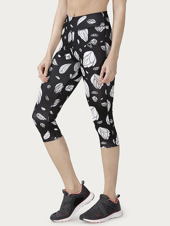 black printed poly spandex capri - 14598354 -  Standard Image - 1