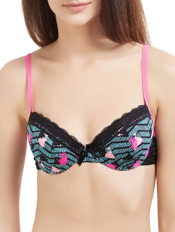 multicolored push up bra