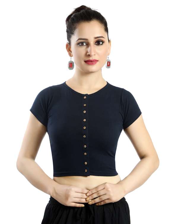 buttoned placket solid blouse