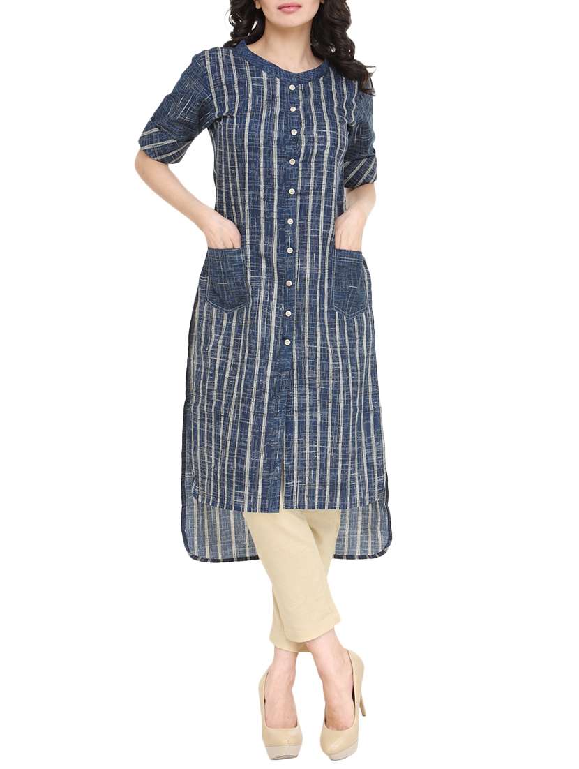 front open high-low kurta with pant set