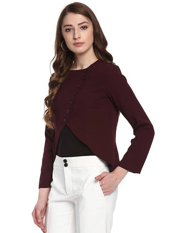 maroon polyester shrug - 14608880 -  Standard Image - 1