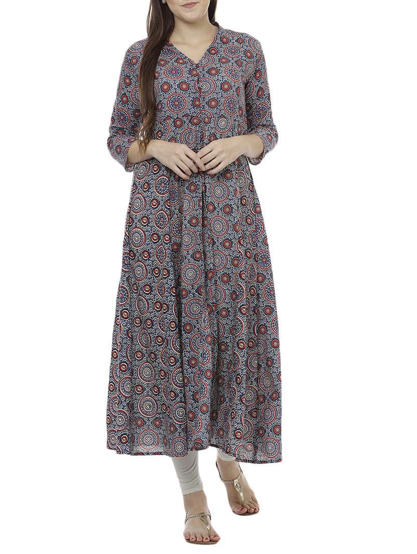 blue cotton flared kurta