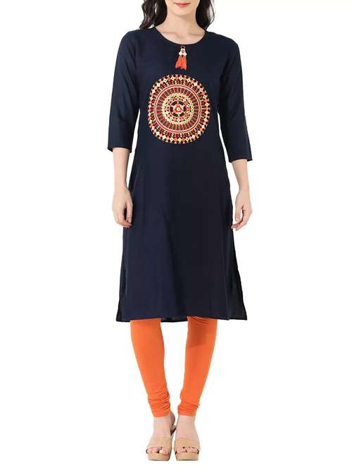 solid straight kurta - 14615213 - Standard Image - 0