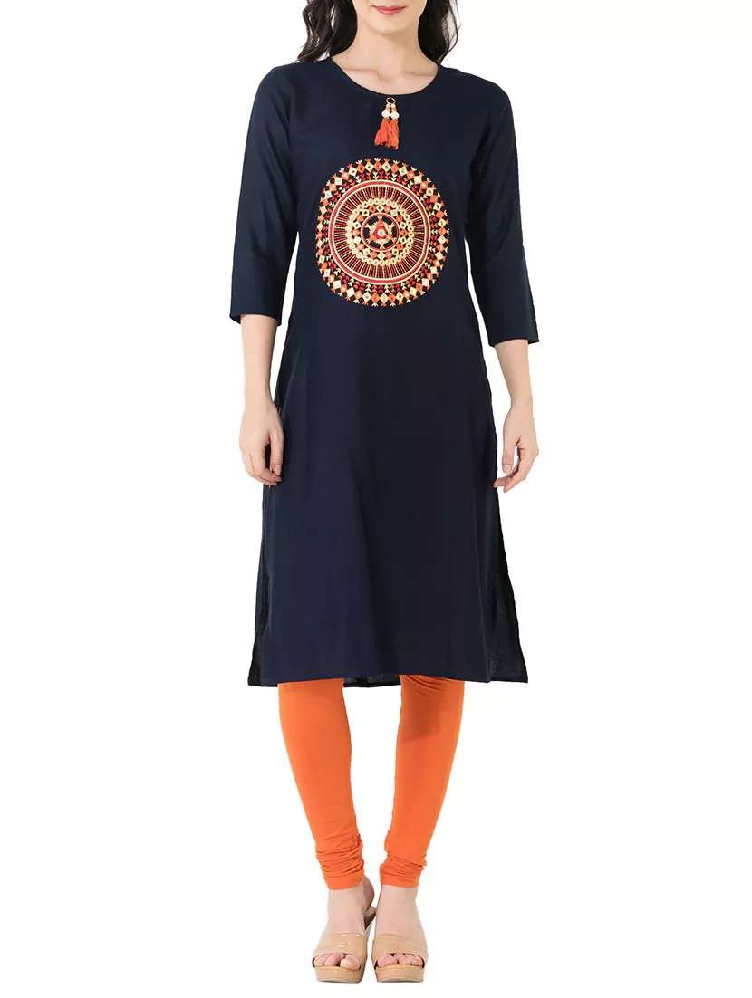 solid straight kurta - 14615213 - Zoom Image - 0