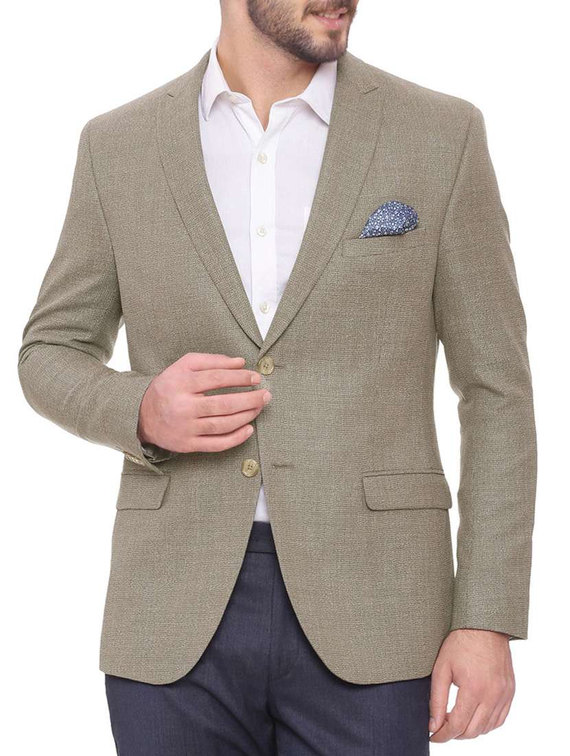 beige poly wool casual blazer