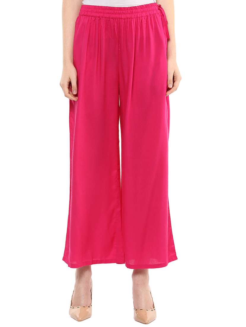 pink viscose palazzos